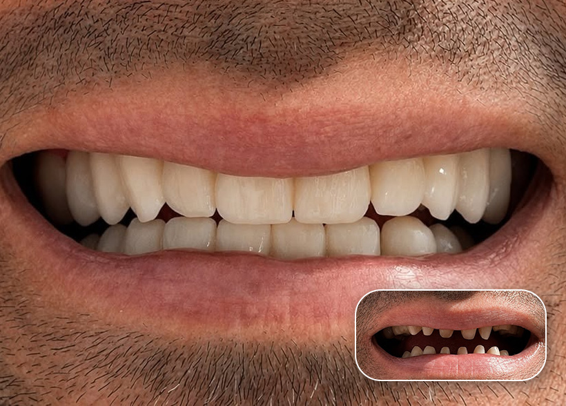 Before and after dental treatment result at a Dental Tourist partner clinic in Albania